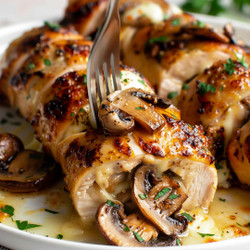 Stuffed Chicken Rolls With Mushrooms
