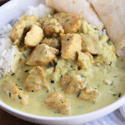 Basil Chicken In Coconut Curry Sauce