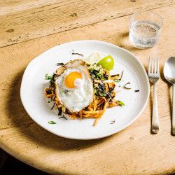 Cheesy Kimchi Linguine With Gochujang Butter