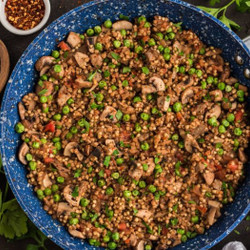 Buckwheat Risotto With Mushrooms And Peas