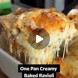 One Pan Creamy Baked Ravioli