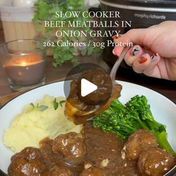 Slow Cooker Beef Meatballs In Onion Gravy