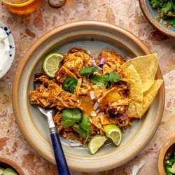 Slow Cooker Chicken Enchilada Casserole