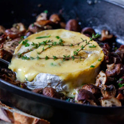 Baked Brie With Garlic Butter Mushrooms