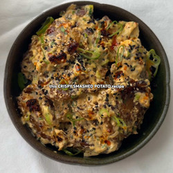 Crispy Smashed Potato Salad + Chilli Crisp Tahini