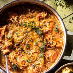 Crockpot Pumpkin Beer Braised Chicken