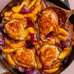 Skillet Chicken Thighs And Peaches