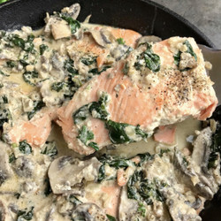 Pan-seared Salmon With Creamy Mushroom &amp; Garlic Sauce