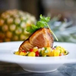 Seared Hawaiian Ono With Honey Soy Glaze And Pineapple Salsa