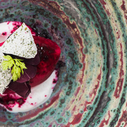 Beetroot Sorbet, Lavender Mousse And Black Walnut