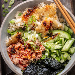 Spicy Tuna Sushi Bowl With Crispy Rice