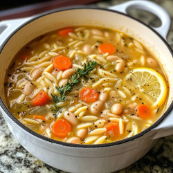 Zesty Lemon White Bean Orzo Soup for the Soul