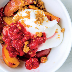 Peach Parfait With Salted Graham Cracker Crumble