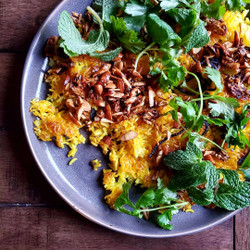 Alison Roman's Buttered Turmeric Rice W/ Crushed Almonds &amp; Herbs