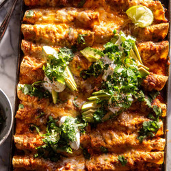 Crispy Black Bean Sweet Potato Enchiladas
