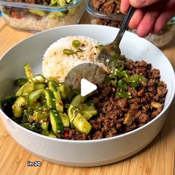 Sticky Asian Beef With A Smashed Cucumber Salad