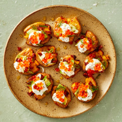 Crispy Smashed Potatoes With Salmon Caviar