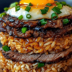 Korean BBQ Beef Rice Stack
