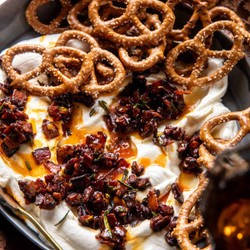Whipped Goat Cheese Candied Bacon Dip