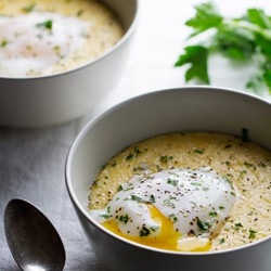 Jalapeno Cheddar Grits With Poached Eggs