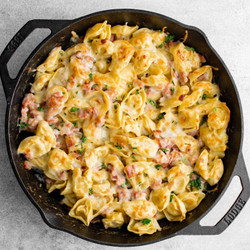 One Pan Ham &amp; Cheese Tortellini