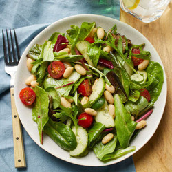 Tomato, Cucumber &amp; White-bean Salad With Basil Vinaigrette