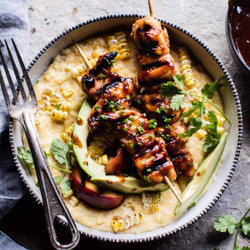 Honey Bbq Chicken And Charred Corn Polenta.