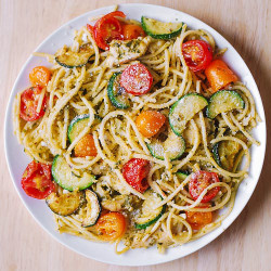 Parmesan Zucchini Tomato Chicken Spaghetti