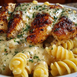 Creamy Garlic Butter Chicken And Rotini In Parmesan Sauce