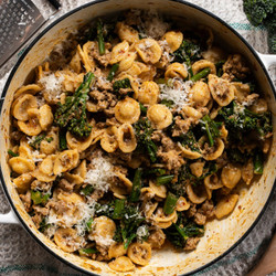 One Pot Pasta With Smoky Pork And Broccolini