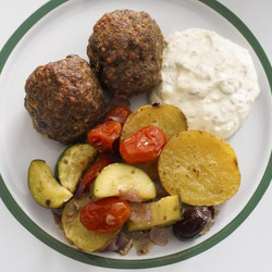 Sheet Pan Lamb Meatballs With Veggies