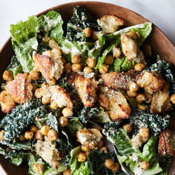 Vegan Caesar Salad With Crisp Chickpeas