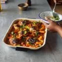 Roasted Chicken Thighs With Carrots, Chickpeas, And Berbere