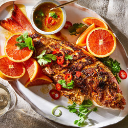 Grilled Red Snapper With Cara Cara Oranges &amp; Chiles
