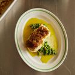 Roasted Hake With Fenugreek Onions And Herby Yoghurty Peas (Ottolenghi)