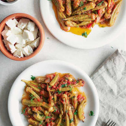 Baked Okra And Tomatoes - Greek Bamies