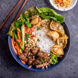 Vietnamese Noodle Bowls Recipe (bun Thit Nuong Cha Gio)