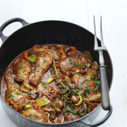 Coq Au Vin Met Cognac En Bospaddenstoelen