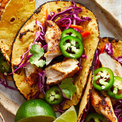 Grilled Chicken Tacos With Slaw &amp; Lime Crema