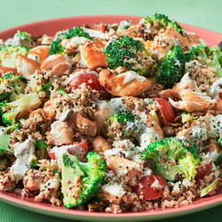 Creamy Tahini Chicken, Broccoli And Quinoa Salad Recipe