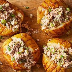 Soy-baked Potatoes With Tuna Sriracha Mayo