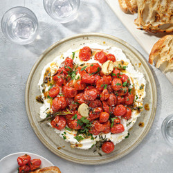 Roasted Tomatoes And Garlic With Goats’ Cheese apps snacks neven