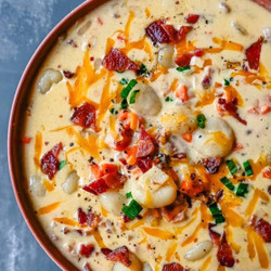 Creamy Cheesy Gnocchi Soup w/ Chicken Apple Sausage