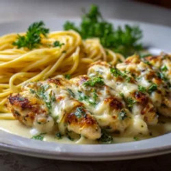 Garlic Herb Mozzarella Chicken With Creamy Spaghetti Cheddar Cream