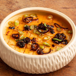 Chawanmushi-inspired Steamed Eggs With Crispy Shallot Chilli Oil