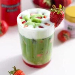 Iced Strawberry Oat Matcha Latte