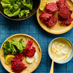 Beetroot, Apple And Feta Fritters