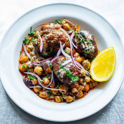 Spicy Lamb Meatballs &amp; Chickpeas With Tahini Drizzle