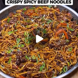 High Protein Crispy Spicy Beef Noodles