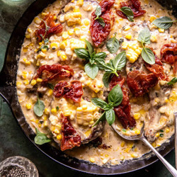 Garlic Butter Creamed Corn Pork Chops
